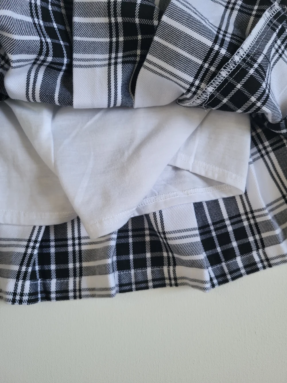 Black and White Plaid Pleated Skort